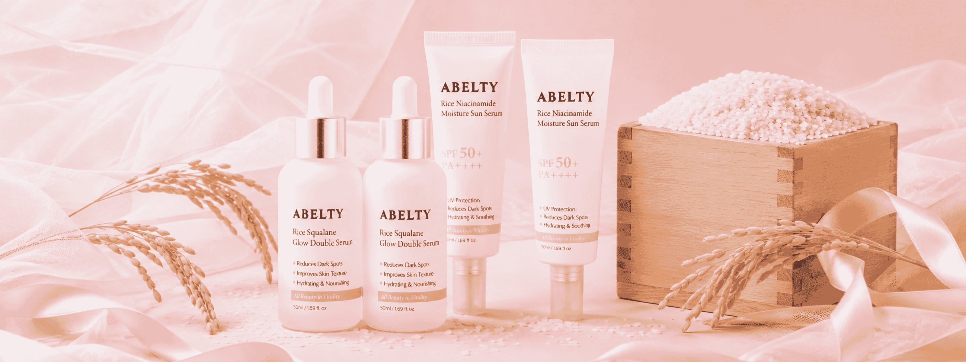 Abelty Korean Skincare Double Serum und Sun Serum mit Reisextrakt with EAN 8809990866809 and 8809990866816