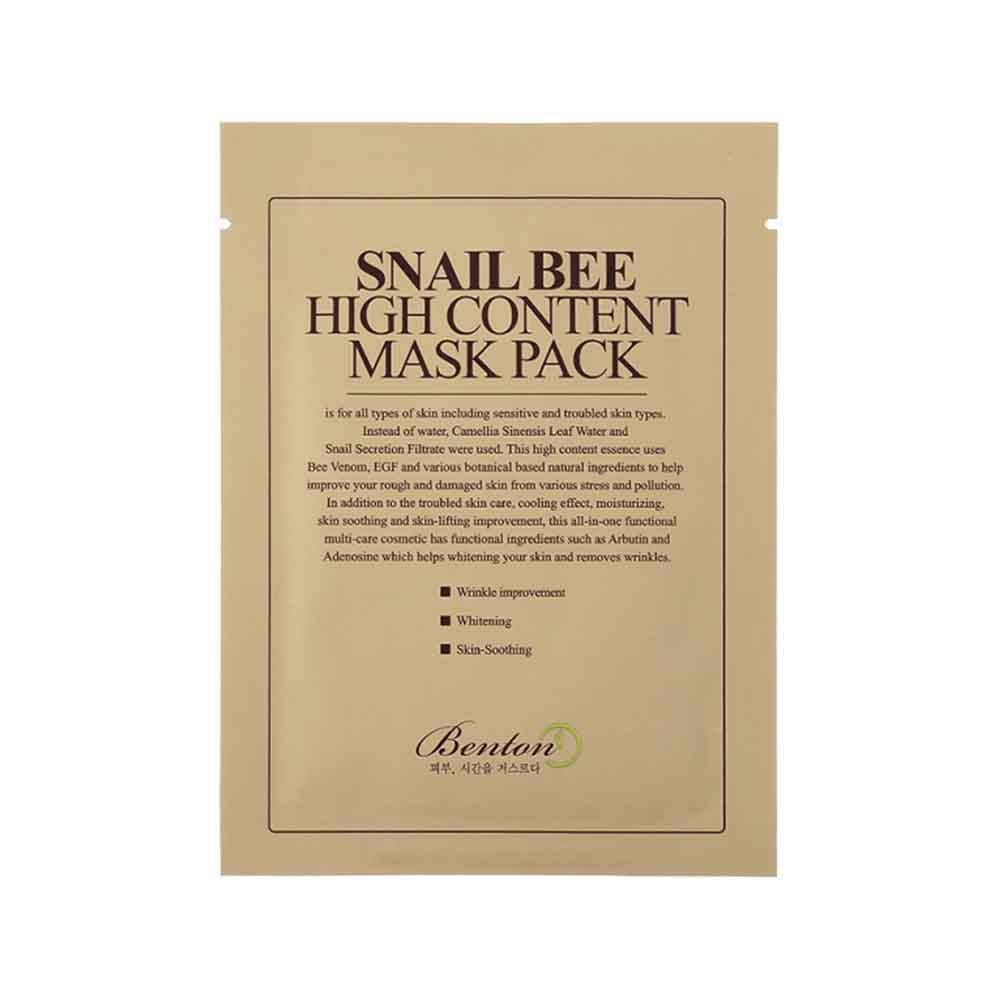 Korean kosmeti K Benton Snail Bee High Content Mask Pack Tuchmaske 20g mit EAN 8809540510183 K-Beauty Koreanische Skincare