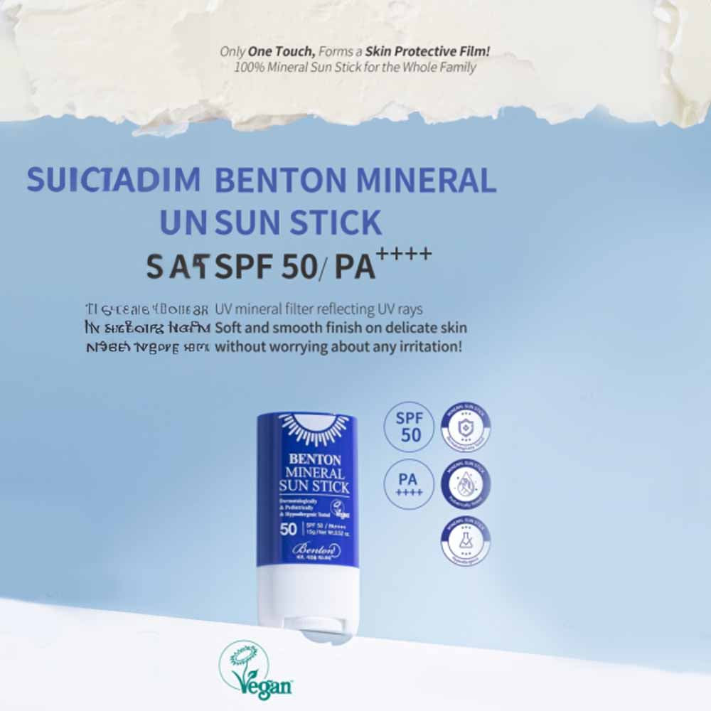 Koreanische Kosmetik BENTON Mineral Sun Stick SPF50 PA mit EAN 8809566990921 K-Beauty Korean Skincare