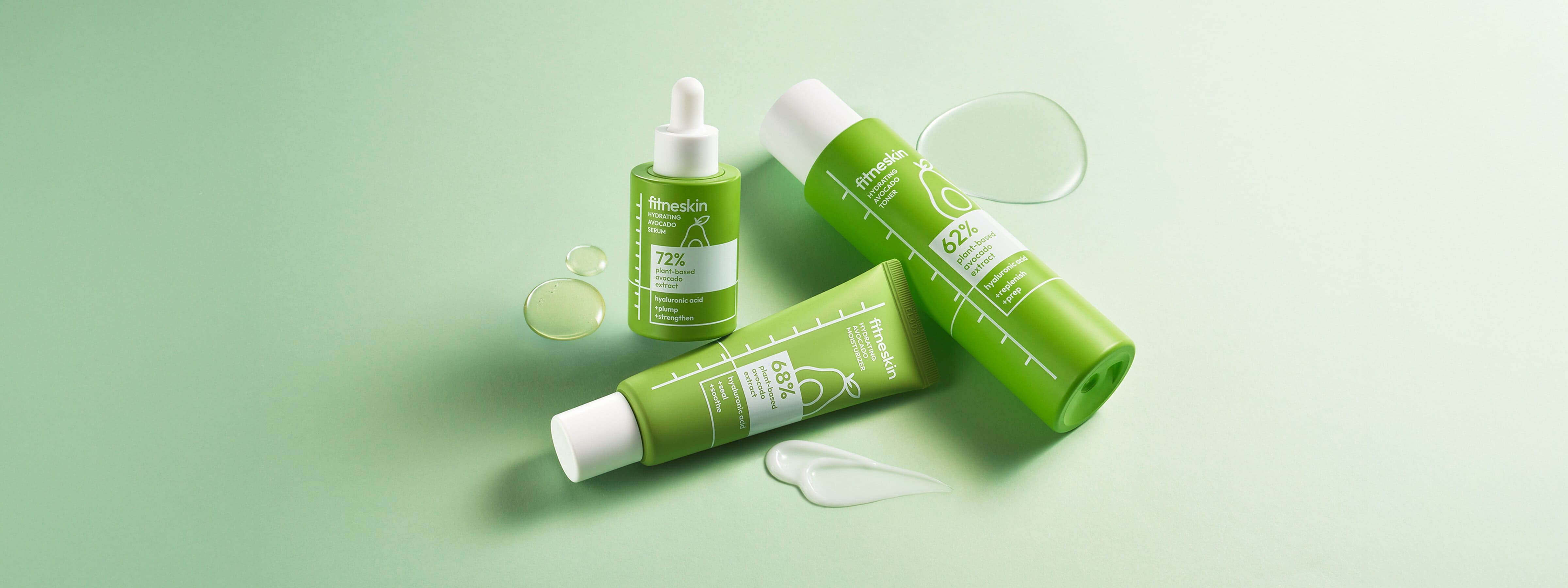 fitneskin koreanische Superfood-Skincare mit Avocado – veganer Toner, Serum, Moisturizer
